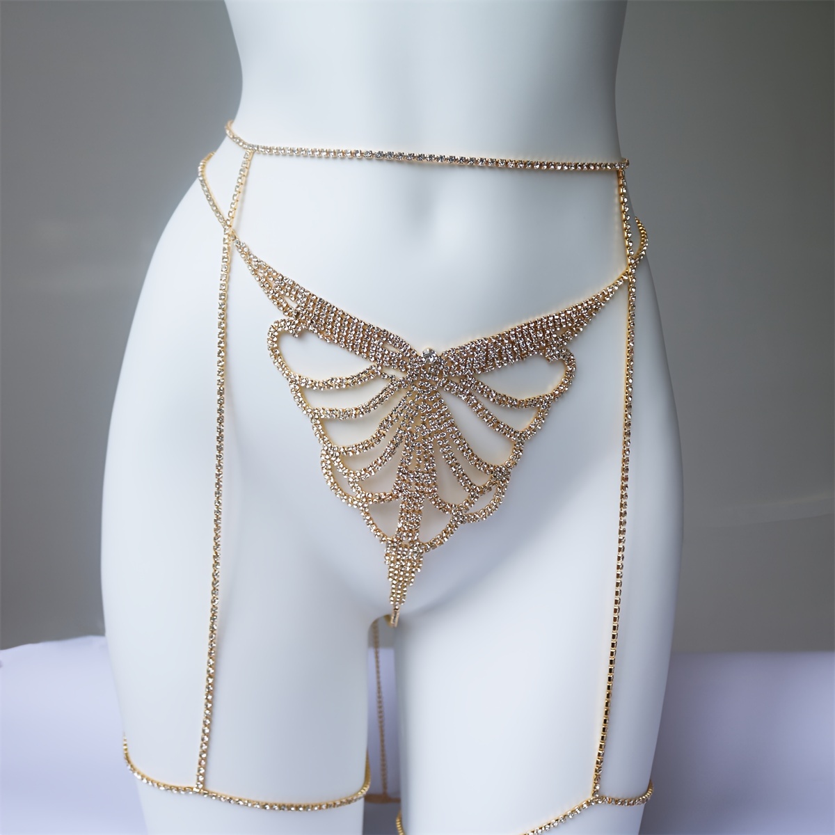 Multi layer rhinestone sparkli - Body Jewelry Waist Chains 评论和价格