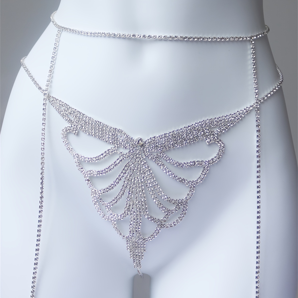 Multi layer rhinestone sparkli - Body Jewelry Waist Chains 评论和价格
