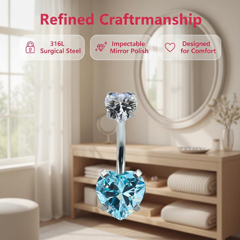 Shiny Heart Design Belly Butto - Body Jewelry Belly Button Rings 评论和价格