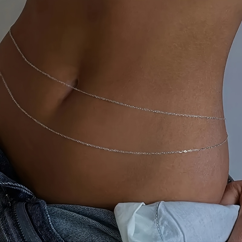 1Double-Layer Gold Metal Waist - Body Jewelry Waist Chains 评论和价格
