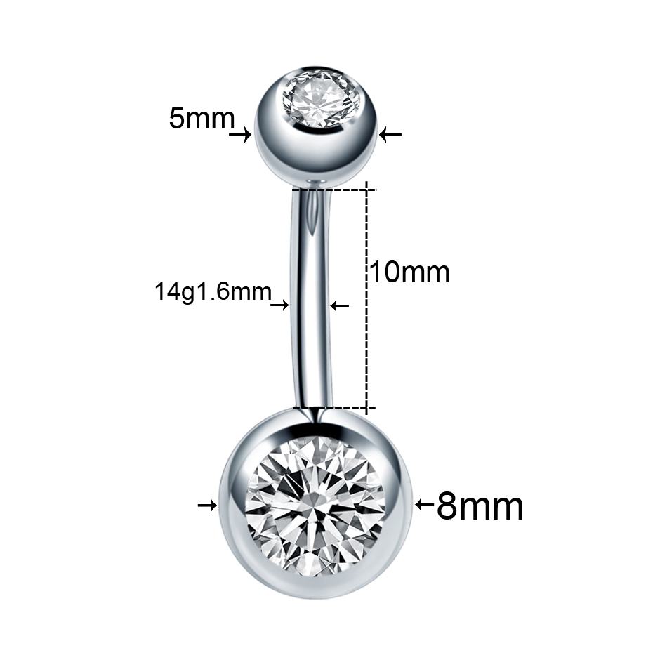 10Pcs/lot Stainless Steel Nave - Belly Bar Titanium 评论和价格