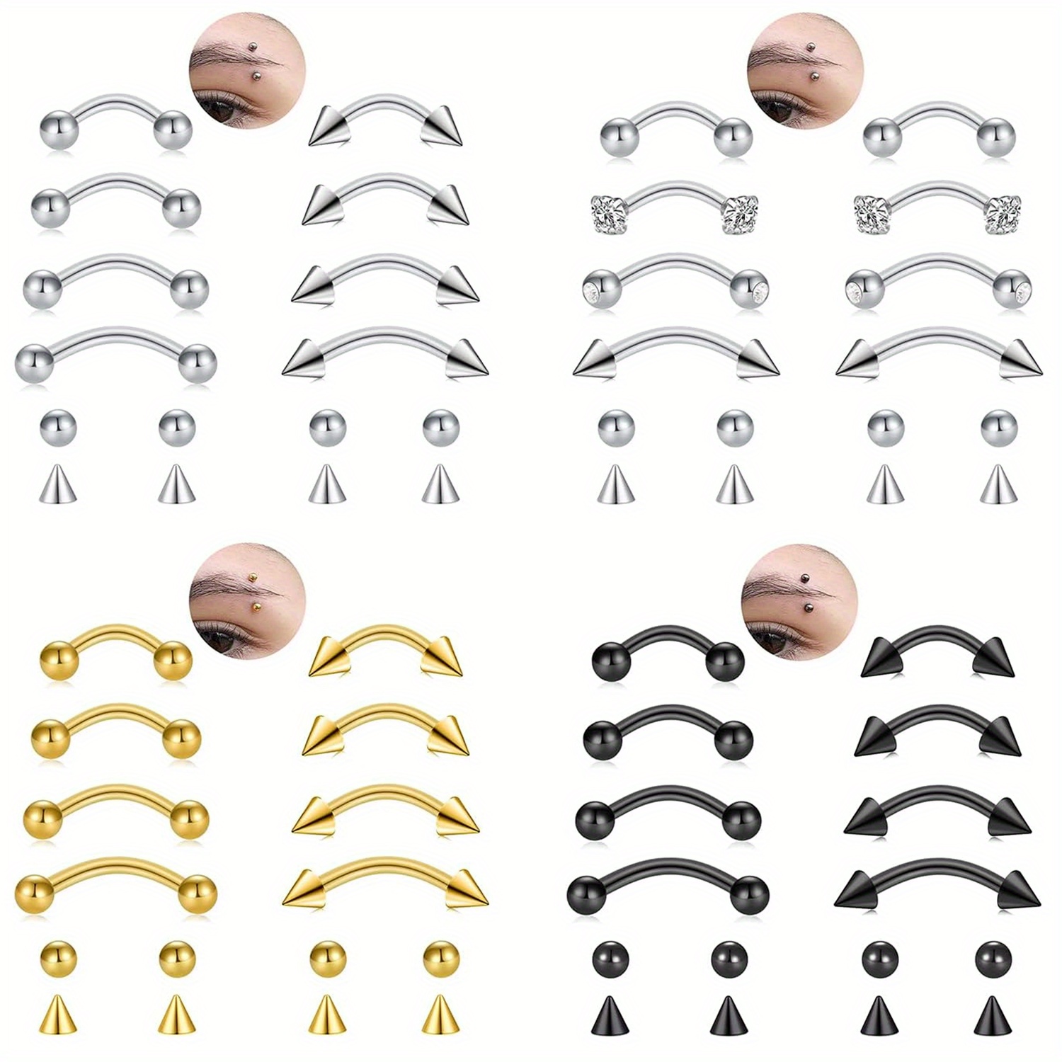 8pcs Rook Piercing Jewelry Roo - Body Jewelry Vertical Labret 评论和价格