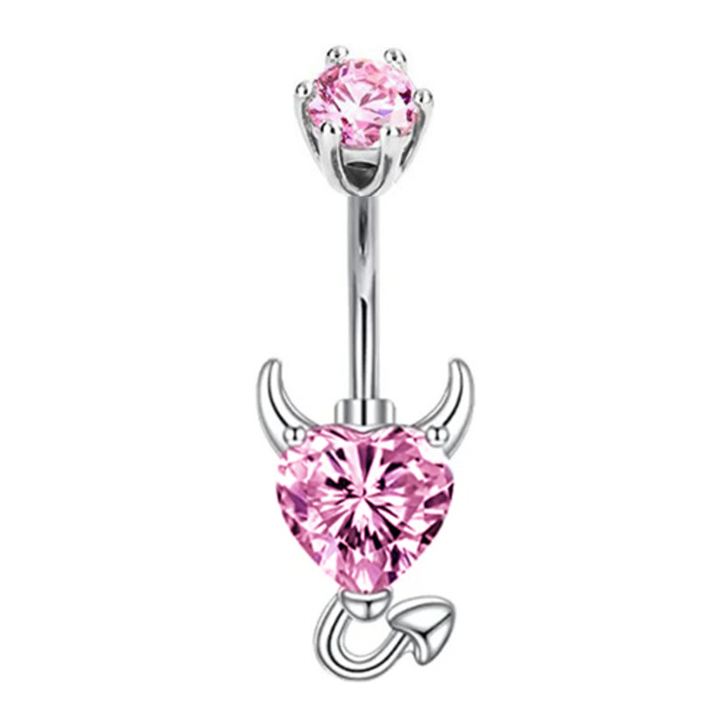 1PCS Pink Crown Belly Button R - Belly Bar Titanium 评论和价格