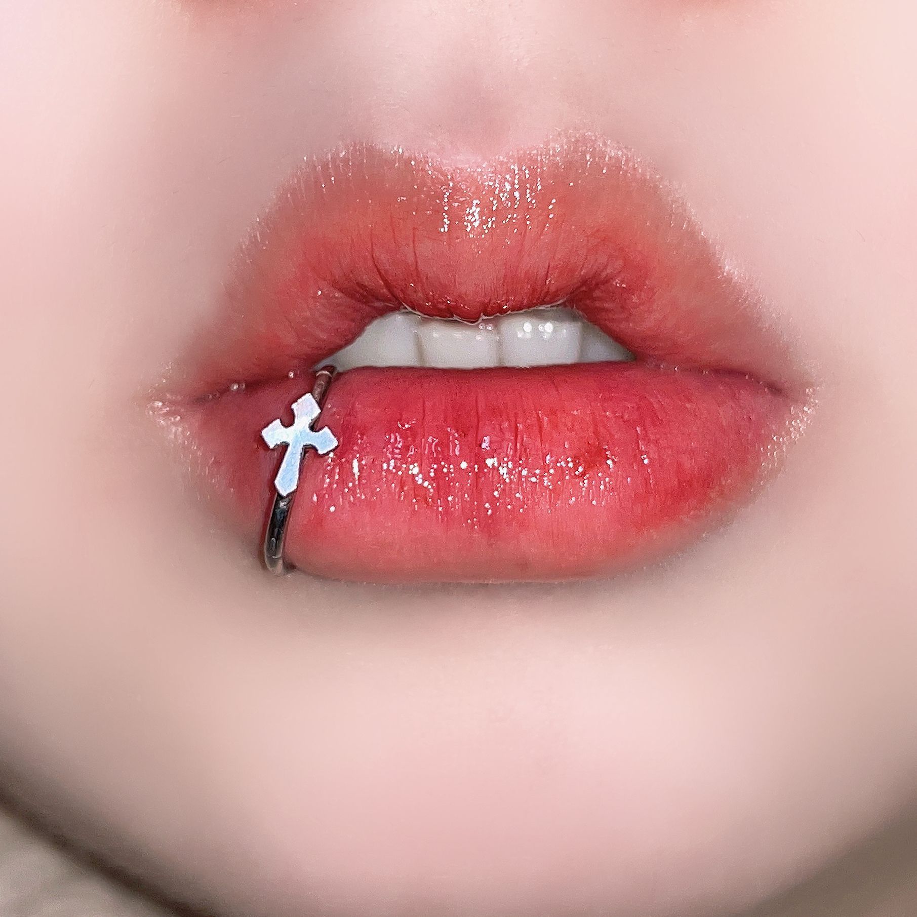 Stainless Steel Lip Ring Hinge - Body Jewelry Vertical Labret 评论和价格
