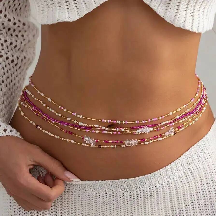 SHIXIN 6Pcs/Set Boho Colorful  - Body Jewelry Waist Chains 评论和价格