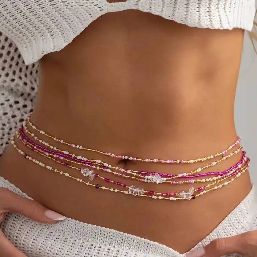 SHIXIN 6Pcs/Set Boho Colorful  - Body Jewelry Waist Chains 评论和价格